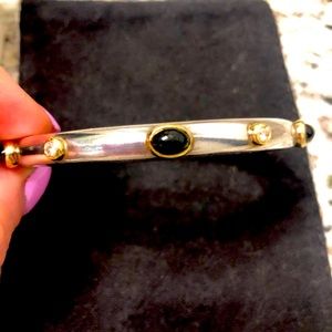 David Yurman Onyx & Diamond Hinged Cable Bangle